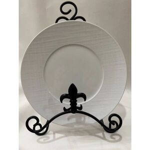 Bernardaud Organza France Porcelain White Textured Dinner Plate 10 1/2 In Round